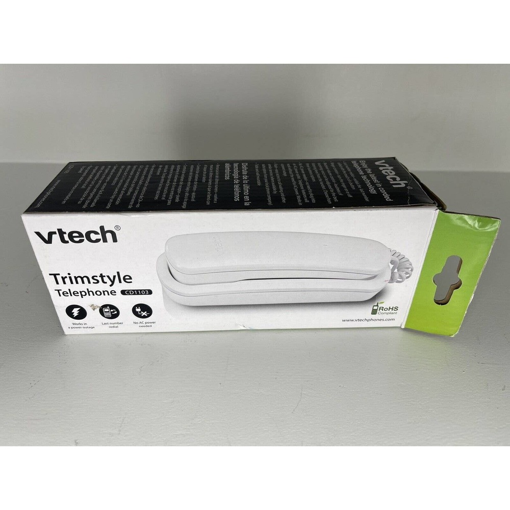 VTech CD1103 Trimstyle Corded Phone - White Landline New Open Box!